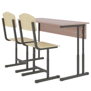 Школьная мебель Парта школьная 2-х местная+ 2 стула (регулируемая высота)