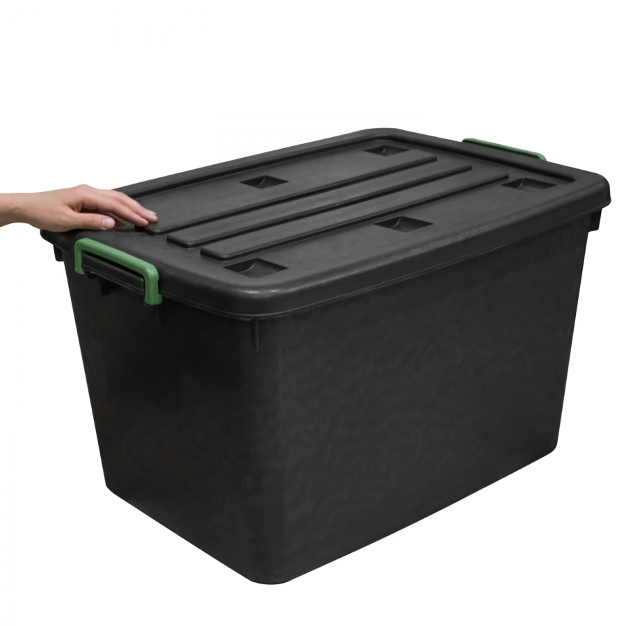 Container with a lid on wheels, black (82 l.)