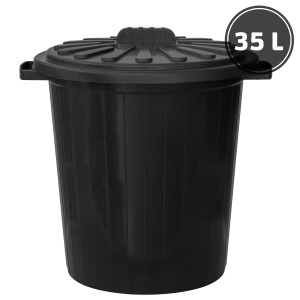 Пластиковые мусорные баки Мусорный бак с крышкой, чёрный (35 л.)